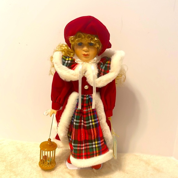 Vintage Victorian Hand painted Porcelain Christmas Doll - Picture 1 of 8